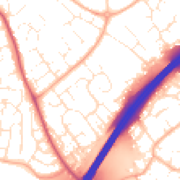 Daytime road noise heatmap for GL4 5XP