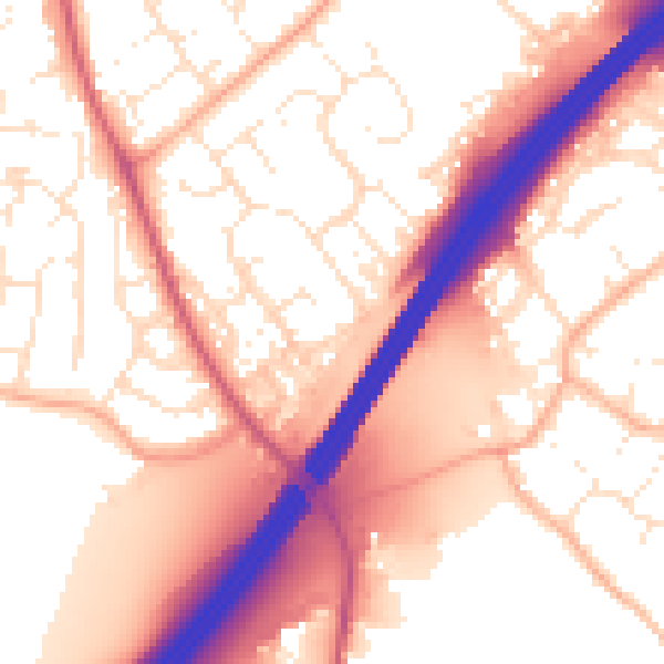 Daytime road noise heatmap for GL4 5XR