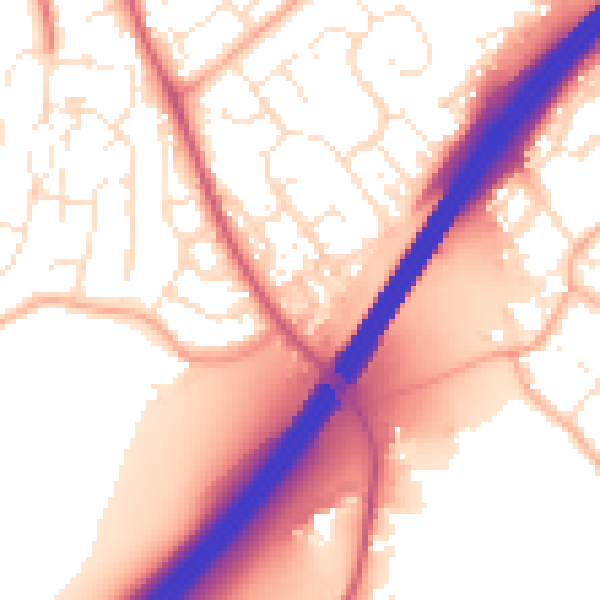 Daytime road noise heatmap for GL4 5XS