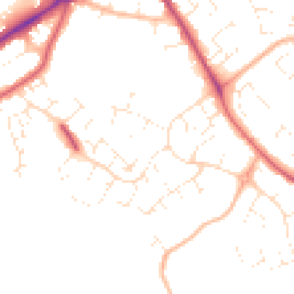 Daytime road noise heatmap for GL4 6AU