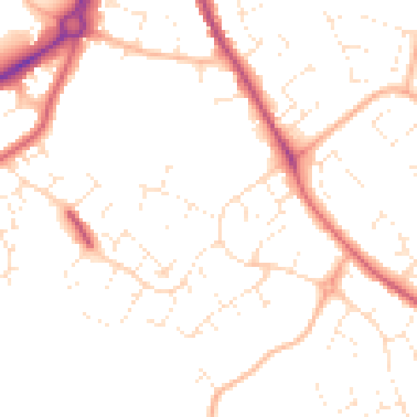 Daytime road noise heatmap for GL4 6AX