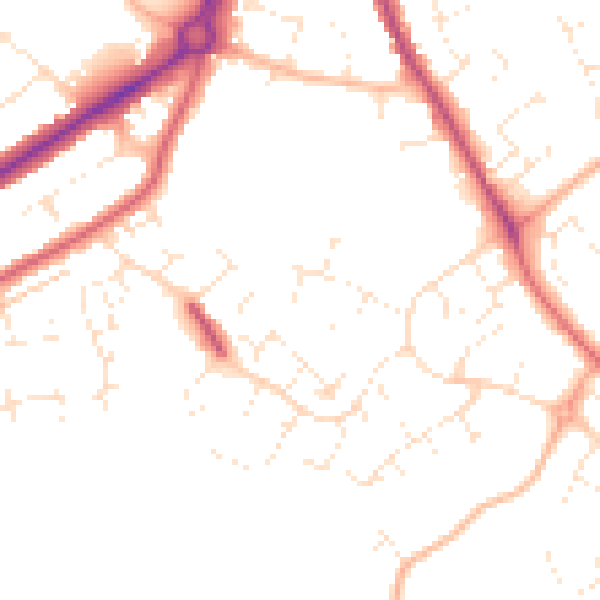 Daytime road noise heatmap for GL4 6BB