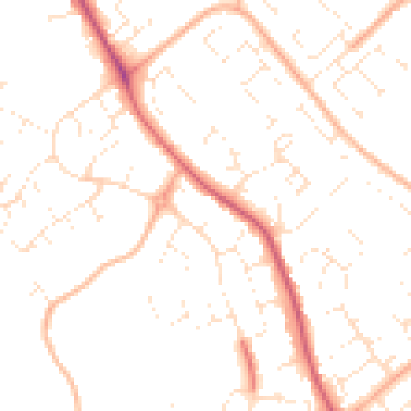 Daytime road noise heatmap for GL4 6FN