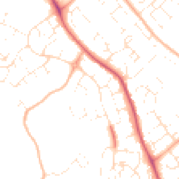 Daytime road noise heatmap for GL4 6HB