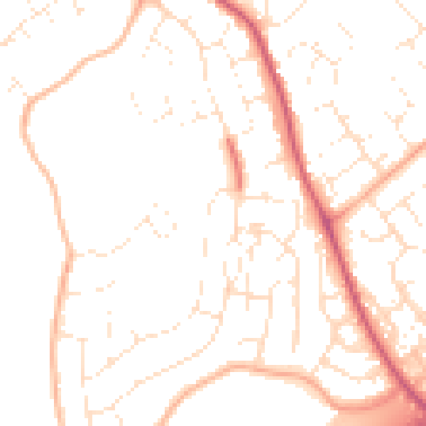 Daytime road noise heatmap for GL4 6HQ