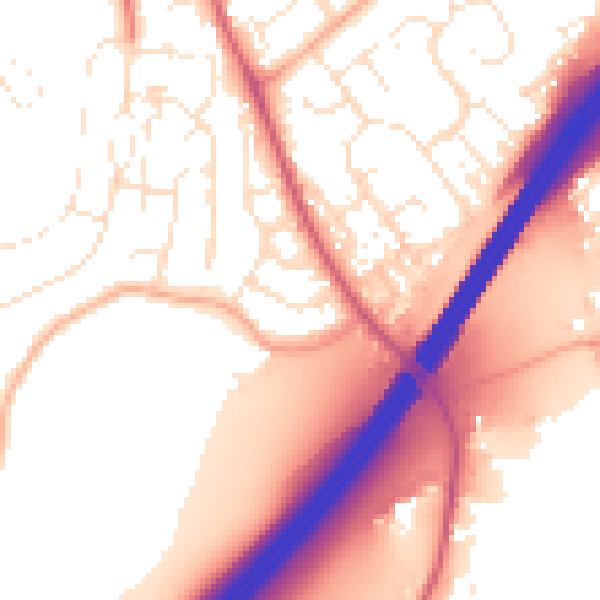 Daytime road noise heatmap for GL4 6JU