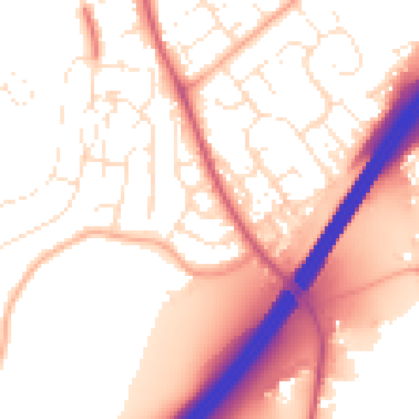 Daytime road noise heatmap for GL4 6JX