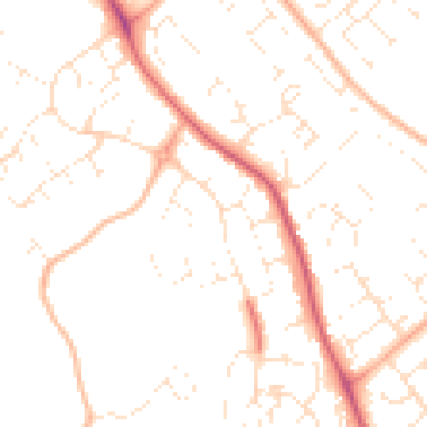 Daytime road noise heatmap for GL4 6LB
