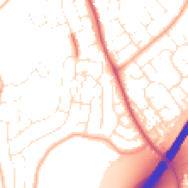 Daytime road noise heatmap for GL4 6LW