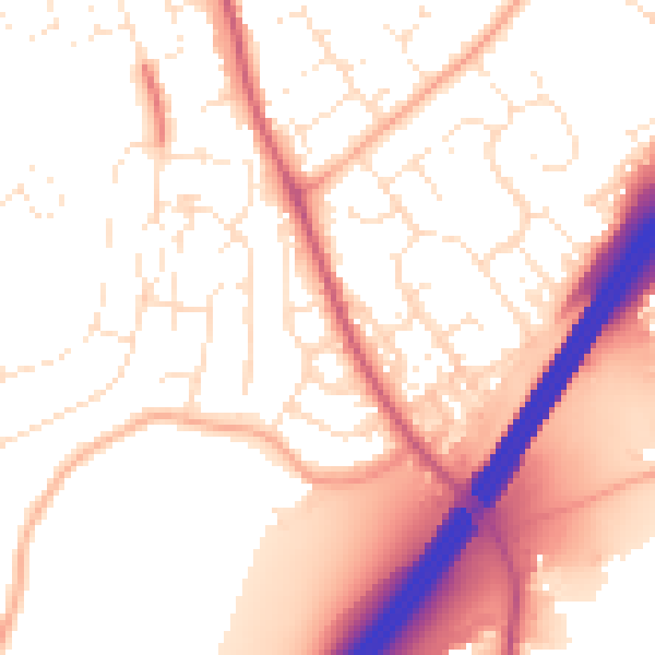 Daytime road noise heatmap for GL4 6NU