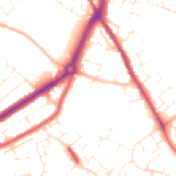 Daytime road noise heatmap for GL4 6RF