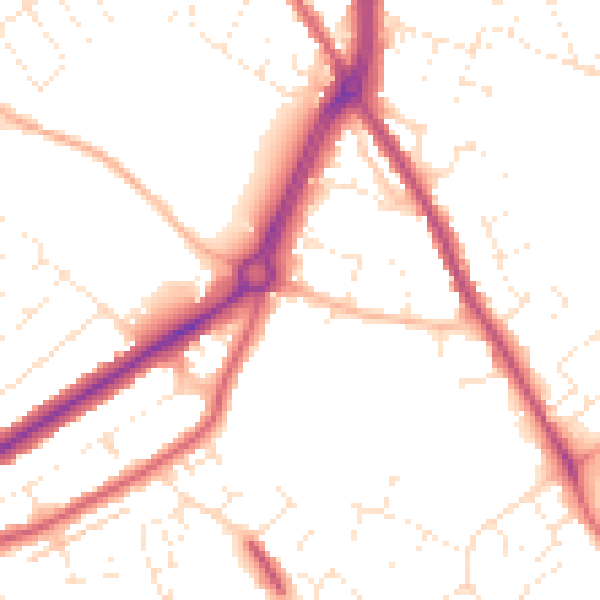 Daytime road noise heatmap for GL4 6RG