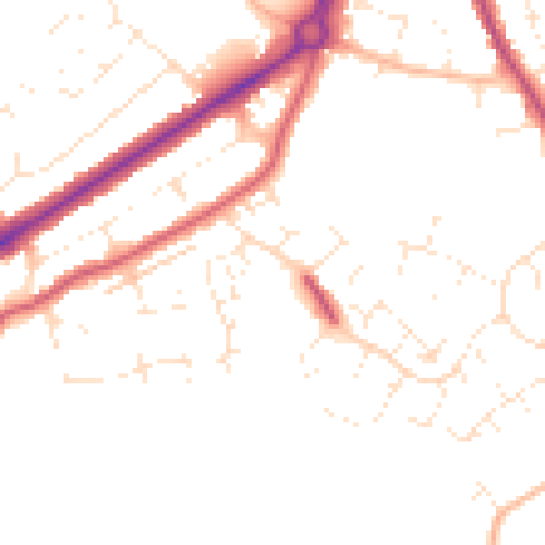 Daytime road noise heatmap for GL4 6UY