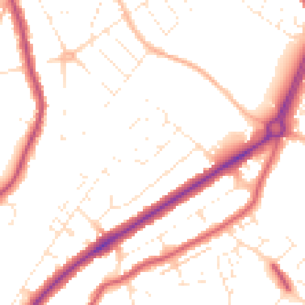 Daytime road noise heatmap for GL4 6WB