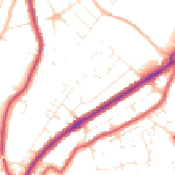 Daytime road noise heatmap for GL4 6WE