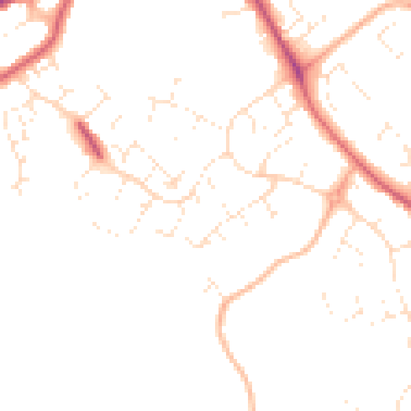 Daytime road noise heatmap for GL4 6YJ