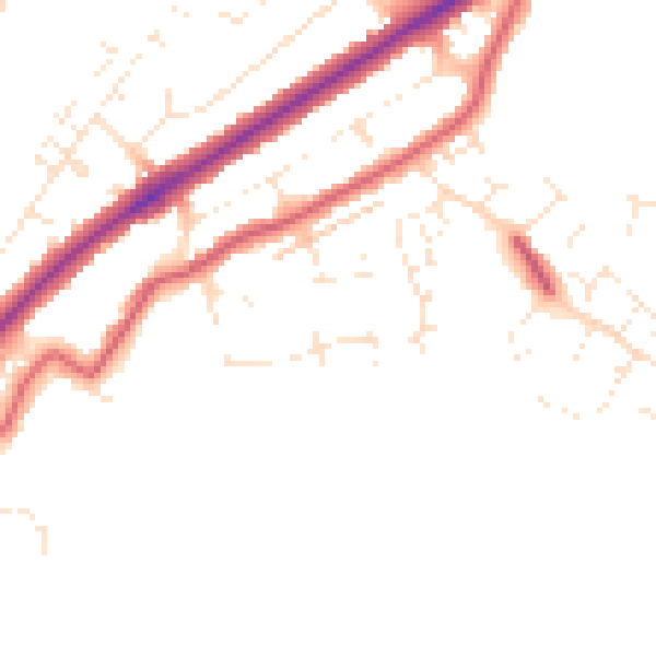 Daytime road noise heatmap for GL4 6YS