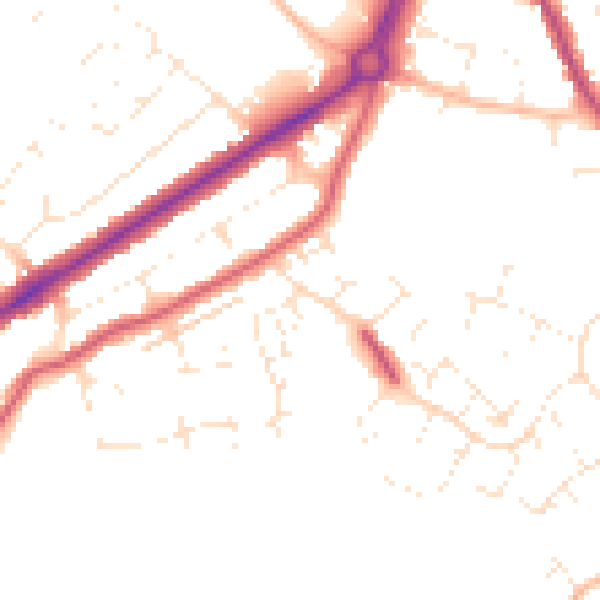 Daytime road noise heatmap for GL4 6YW