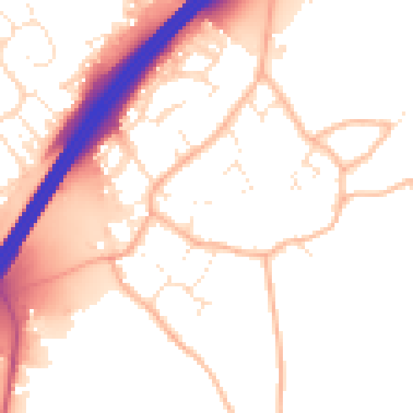 Daytime road noise heatmap for GL4 8AL