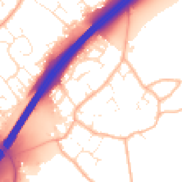 Daytime road noise heatmap for GL4 8AT