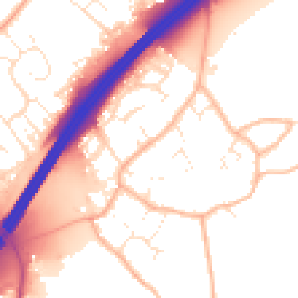 Daytime road noise heatmap for GL4 8AU