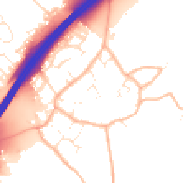 Daytime road noise heatmap for GL4 8AX