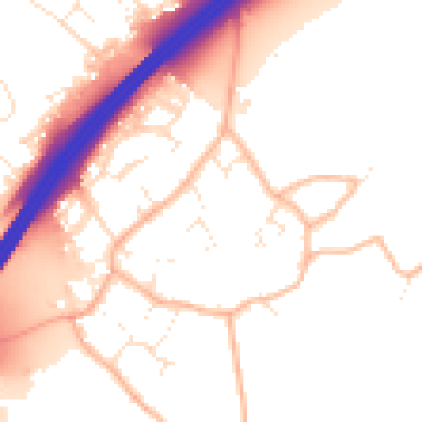 Daytime road noise heatmap for GL4 8AY