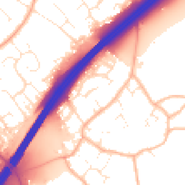 Daytime road noise heatmap for GL4 8BH