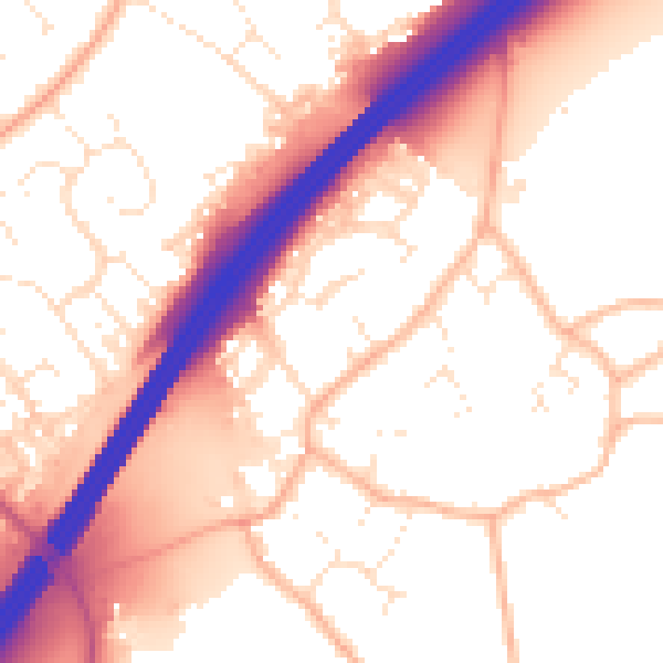 Daytime road noise heatmap for GL4 8BJ