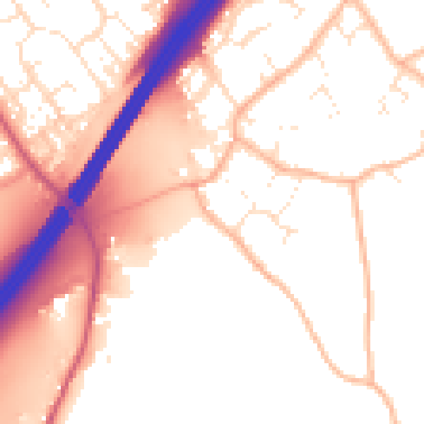 Daytime road noise heatmap for GL4 8DG