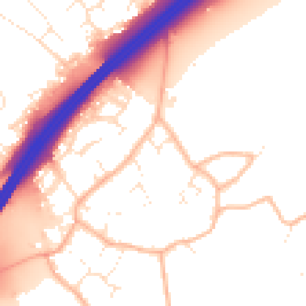 Daytime road noise heatmap for GL4 8EE