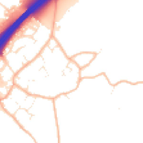 Daytime road noise heatmap for GL4 8EN