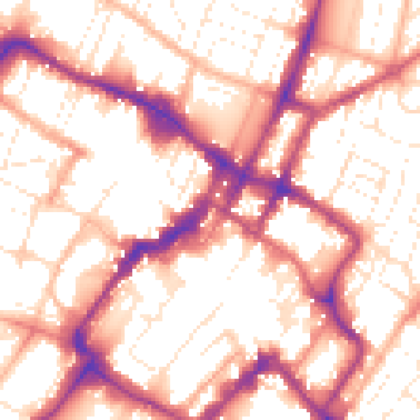 Daytime road noise heatmap for GL50 1DD