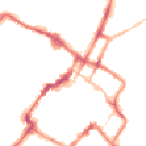 Night-time road noise heatmap for GL50 1DD