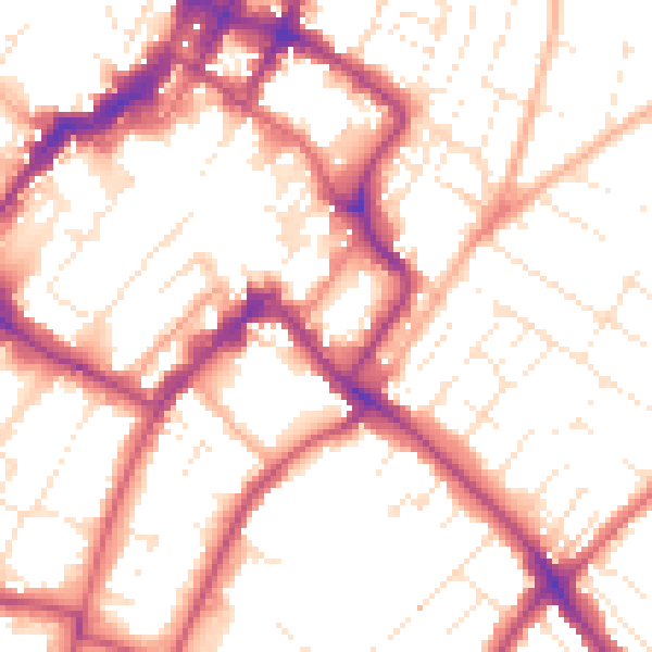 Daytime road noise heatmap for GL50 1DY