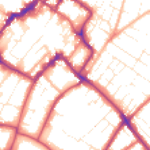 Daytime road noise heatmap for GL50 1DZ
