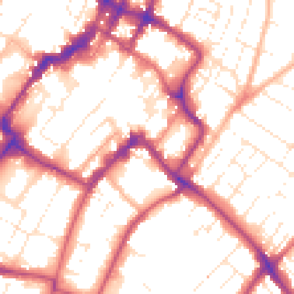 Daytime road noise heatmap for GL50 1EE