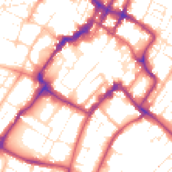 Daytime road noise heatmap for GL50 1JU