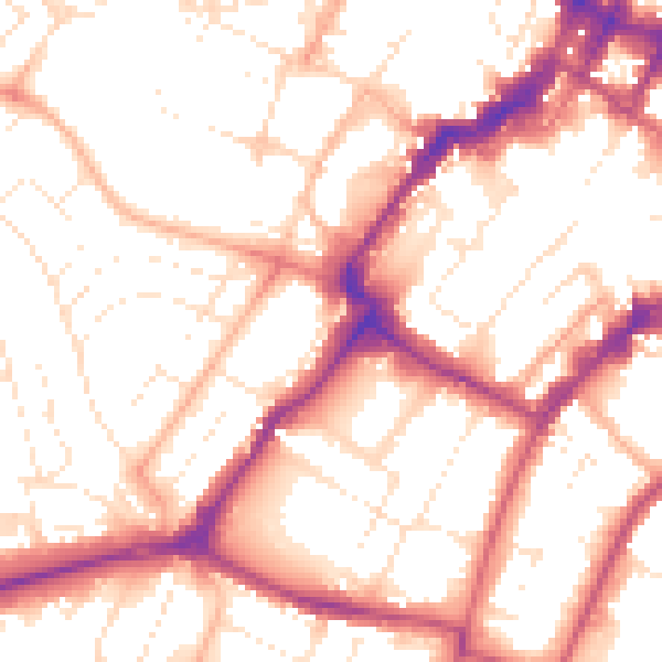 Daytime road noise heatmap for GL50 1NW