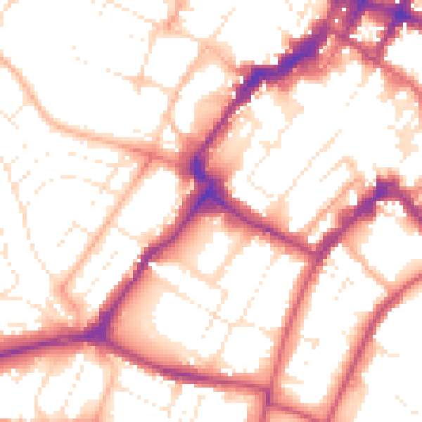 Daytime road noise heatmap for GL50 1PZ