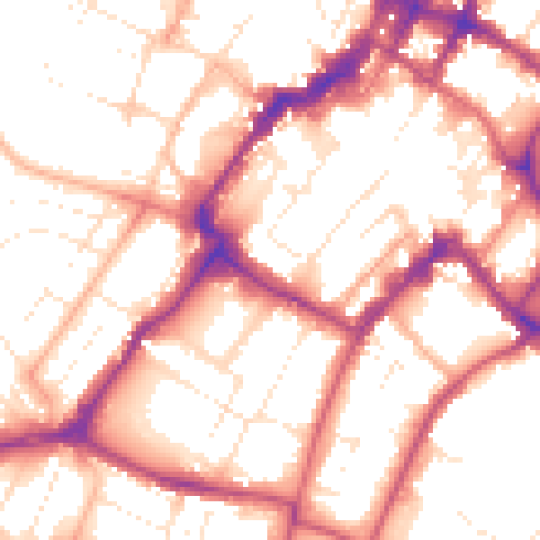 Daytime road noise heatmap for GL50 1QB