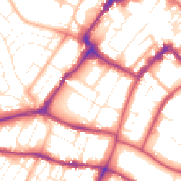 Daytime road noise heatmap for GL50 1QG