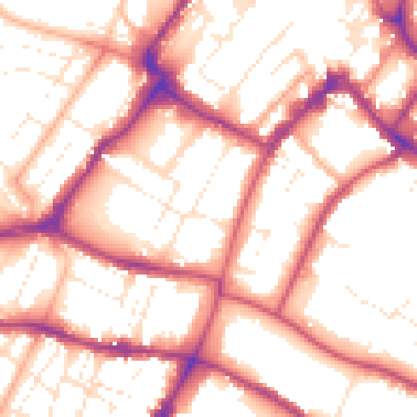 Daytime road noise heatmap for GL50 1TX