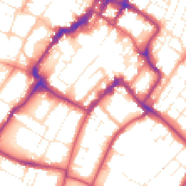 Daytime road noise heatmap for GL50 1XY