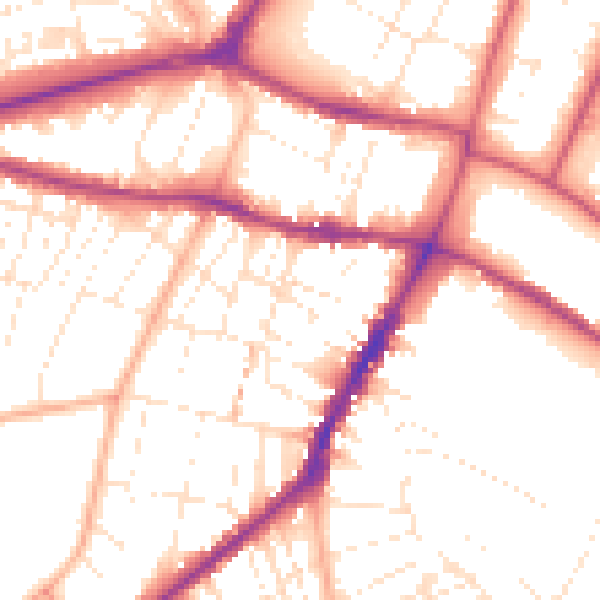 Daytime road noise heatmap for GL50 2AY