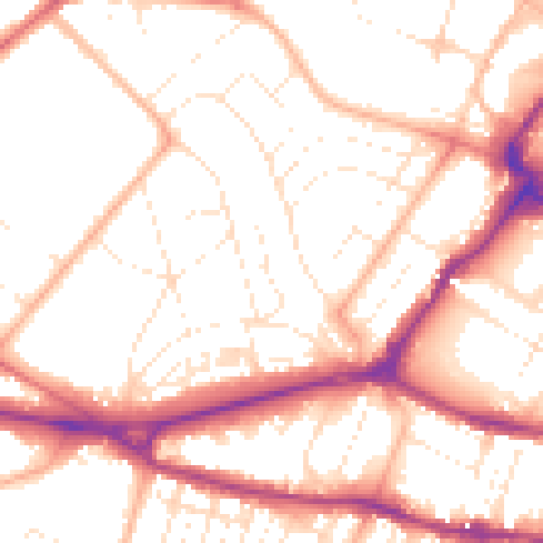 Daytime road noise heatmap for GL50 2JU