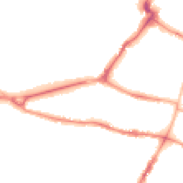 Night-time road noise heatmap for GL50 2QJ