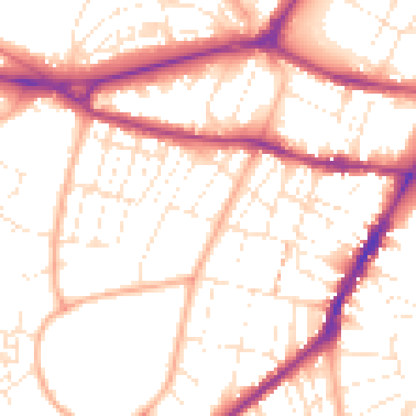 Daytime road noise heatmap for GL50 2QZ