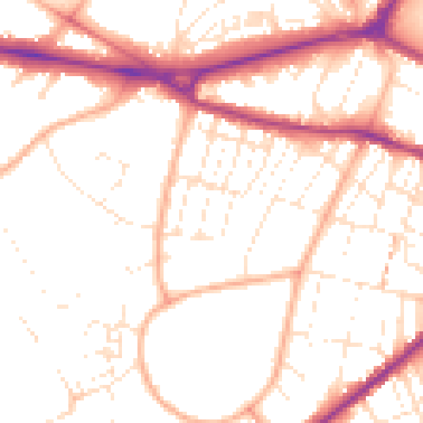 Daytime road noise heatmap for GL50 2UQ