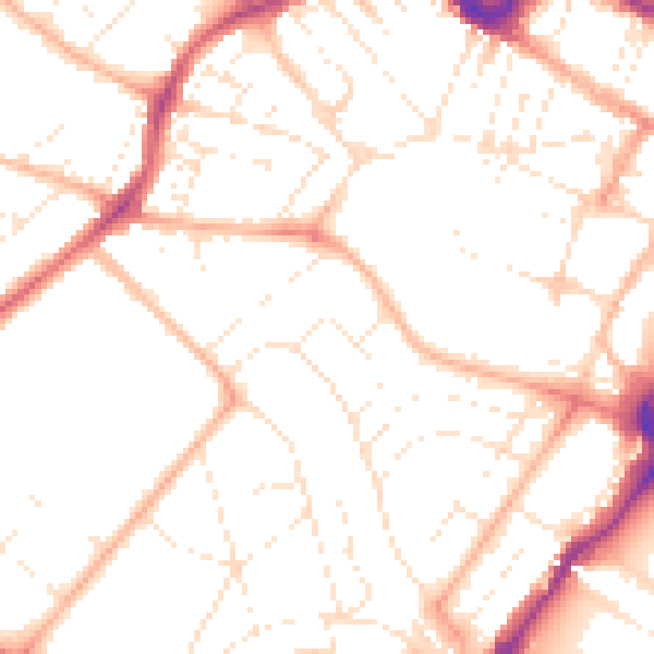 Daytime road noise heatmap for GL50 3BW